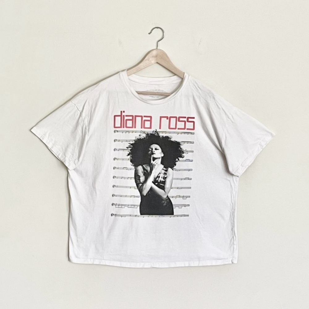 Vintage Y2K Diana Ross Sheet Music Graphic White Motown T Shirt Adult size XL